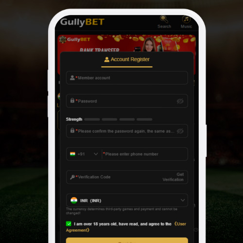 Fill out the Gullybet Registration tab